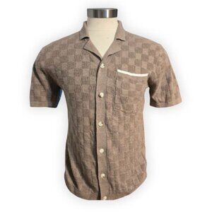 Art of Rhetoric AOR Men's Medium Cocoa Short Sleeve Button-down Sweater Shirt
